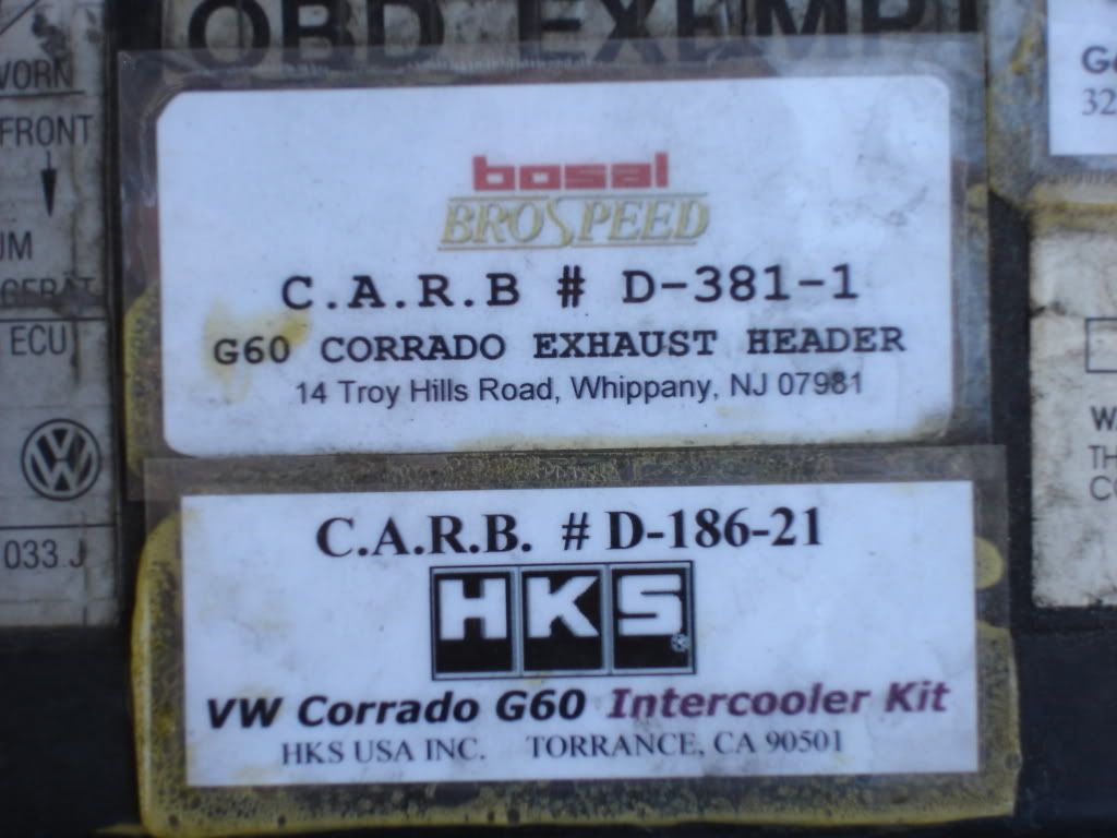 The Corrado CARB EO Number thread